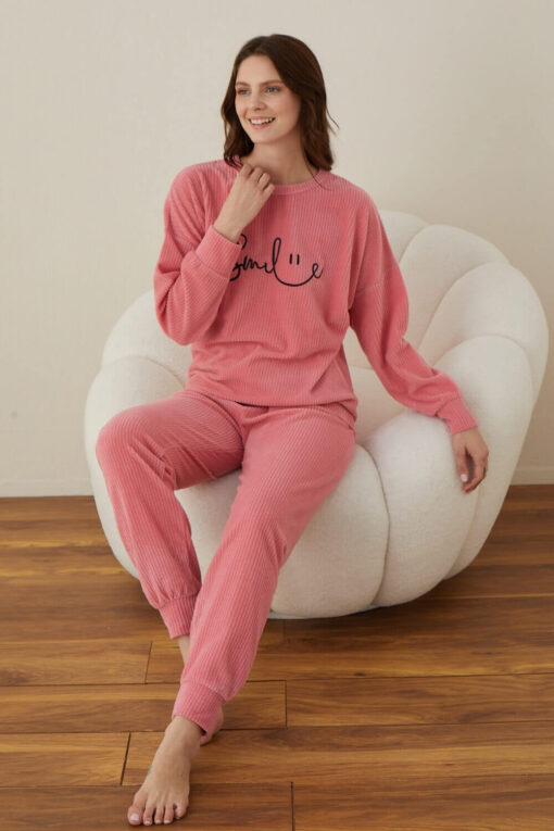 Πιτζάμα Γυναικεία Homewear Smile W01016 - ΡΟΖ, S-M - Image 6
