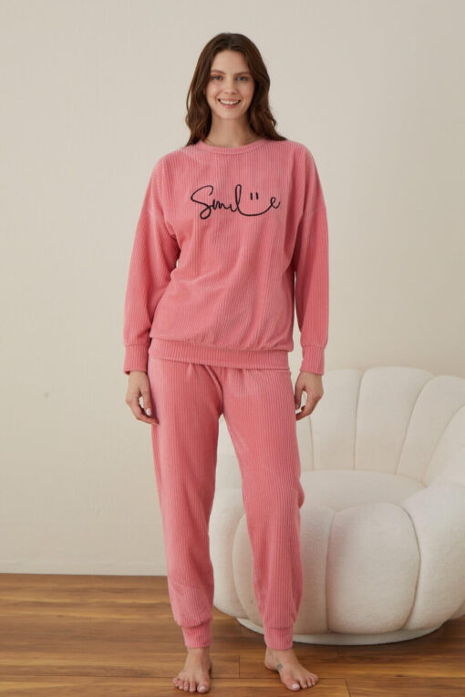 Πιτζάμα Γυναικεία Homewear Smile W01016 - ΡΟΖ, S-M - Image 5