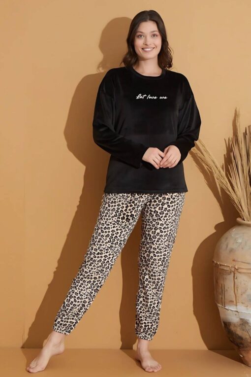 Πιτζάμα Γυναικεία Homewear Βελουτέ 09019 - ΛΕΟΠΑΡ, XXL - Image 2