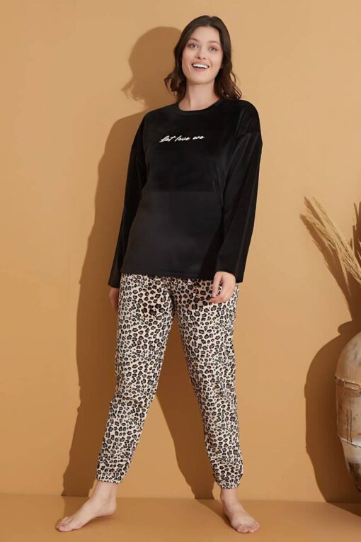 Πιτζάμα Γυναικεία Homewear Βελουτέ 09019 - ΛΕΟΠΑΡ, XXL - Image 3