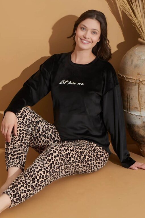 Πιτζάμα Γυναικεία Homewear Βελουτέ 09019 - ΛΕΟΠΑΡ, XXL - Image 4