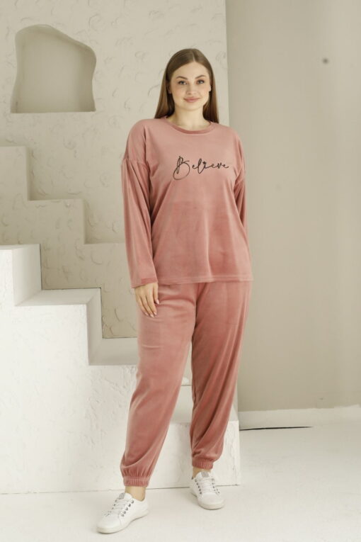 Πιτζάμα Γυναικεία Homewear Βελουτέ 15925 - ΣΑΠΙΟ ΜΗΛΟ, XL - Image 5