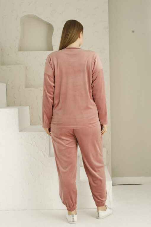 Πιτζάμα Γυναικεία Homewear Βελουτέ 15925 - ΣΑΠΙΟ ΜΗΛΟ, XL - Image 3