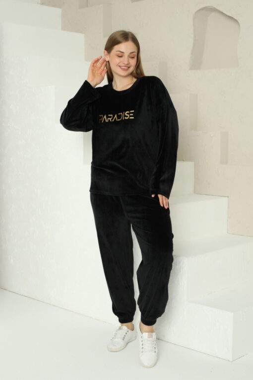Πιτζάμα Γυναικεία Homewear Βελουτέ 15965 - ΜΑΥΡΟ, XL - Image 2