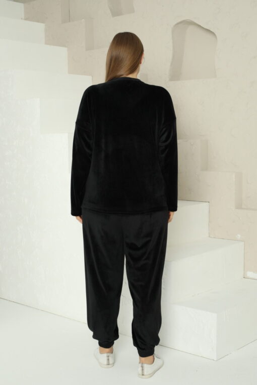 Πιτζάμα Γυναικεία Homewear Βελουτέ 15965 - ΜΑΥΡΟ, XL - Image 4