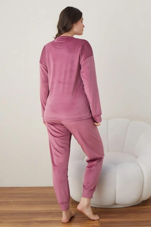 Πιτζάμα Γυναικεία Homewear Βελουτέ 3066 - ΤΡΙΑΝΤΑΦΥΛΛΙ, S-M - Image 5