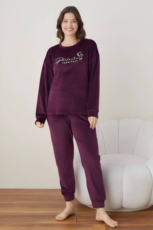 Πιτζάμα Γυναικεία Homewear Βελουτέ 3067 - ΜΩΒ, S-M - Image 2