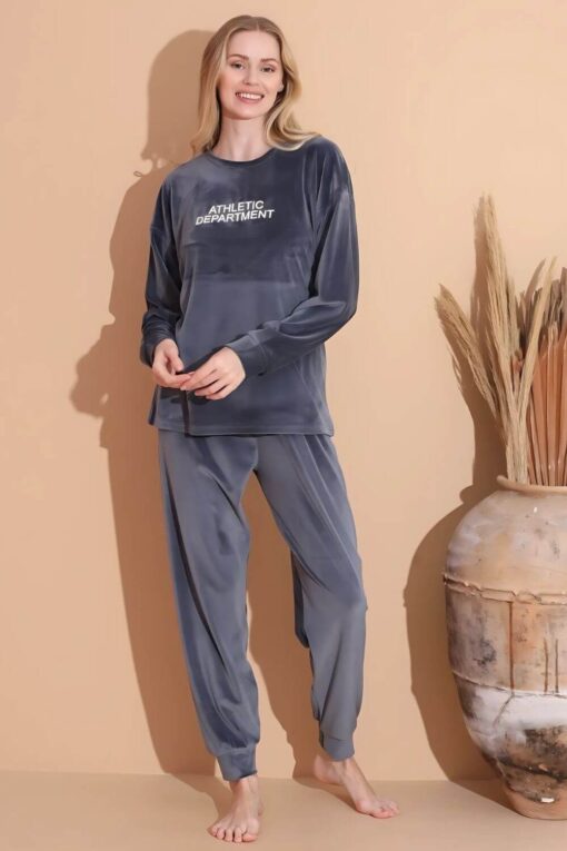 Πιτζάμα Γυναικεία Homewear Βελουτέ 3073 - ΓΚΡΙ, L - Image 6