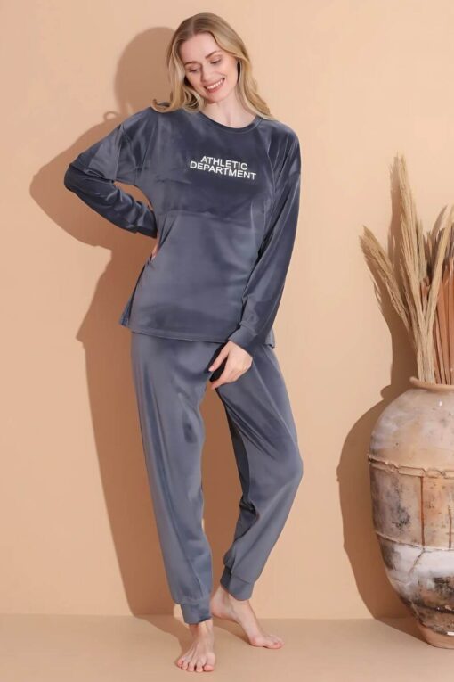 Πιτζάμα Γυναικεία Homewear Βελουτέ 3073 - ΓΚΡΙ, L - Image 3