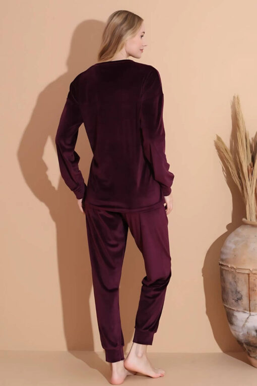 Πιτζάμα Γυναικεία Homewear Βελουτέ 3081 - ΜΠΟΡΝΤΟ, XXL - Image 5