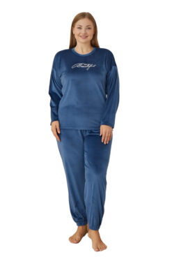 Πιτζάμα Γυναικεία Homewear Βελουτέ 3109 - ΜΠΛΕ-ΡΟΥΑ, XL