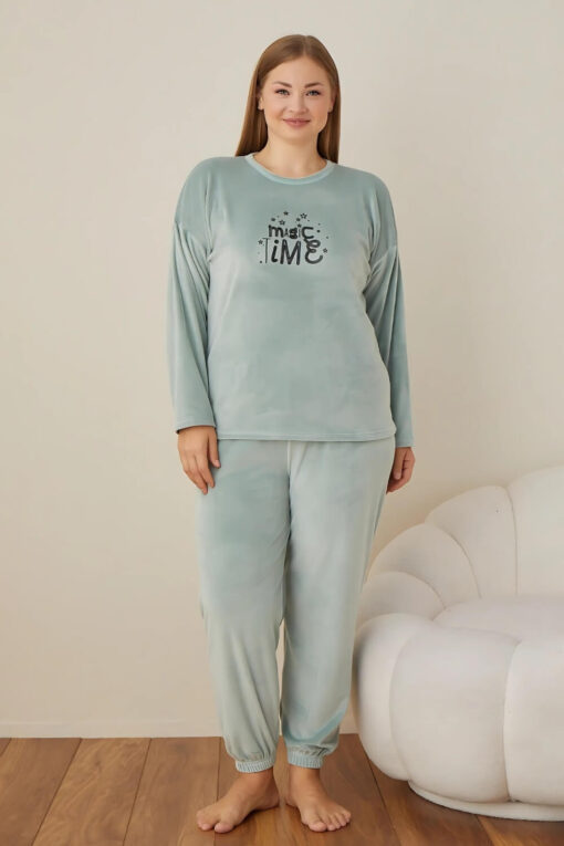 Πιτζάμα Γυναικεία Homewear Βελουτέ 3110 - ΜΕΝΤΑ, XXL - Image 6