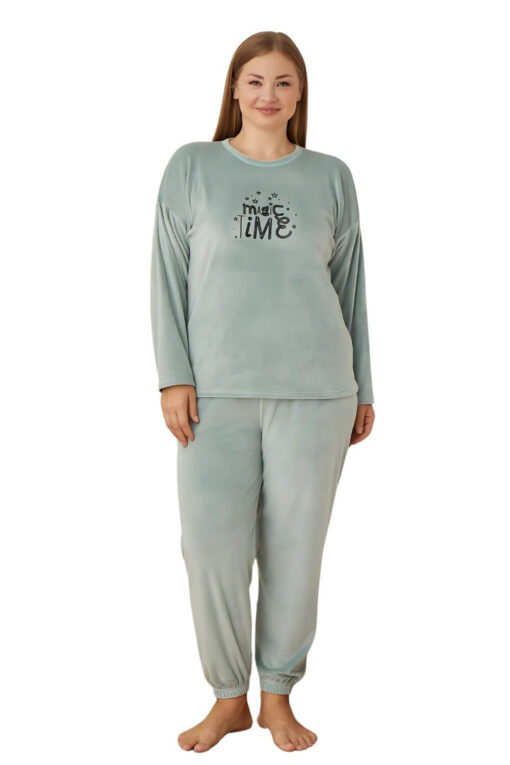 Πιτζάμα Γυναικεία Homewear Βελουτέ 3110 - ΜΕΝΤΑ, XXL