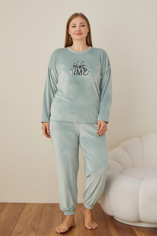 Πιτζάμα Γυναικεία Homewear Βελουτέ 3110 - ΜΕΝΤΑ, XXL - Image 2