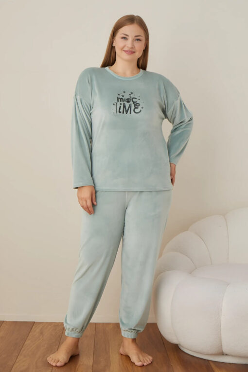 Πιτζάμα Γυναικεία Homewear Βελουτέ 3110 - ΜΕΝΤΑ, XXL - Image 3