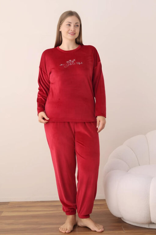 Πιτζάμα Γυναικεία Homewear Βελουτέ 3112 - ΚΡΑΣΟΥΛΙ, XXL - Image 2