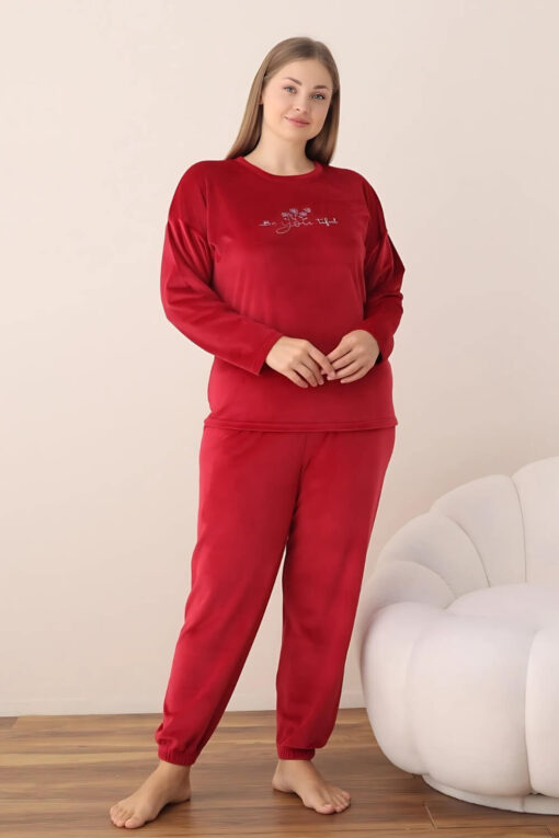 Πιτζάμα Γυναικεία Homewear Βελουτέ 3112 - ΚΡΑΣΟΥΛΙ, XXL - Image 3