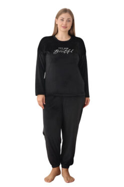 Πιτζάμα Γυναικεία Homewear Βελουτέ 3113 - ΜΑΥΡΟ, XL