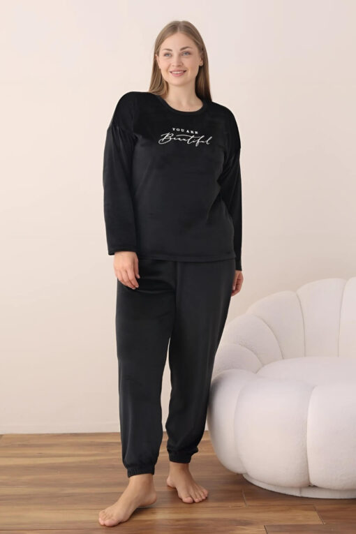 Πιτζάμα Γυναικεία Homewear Βελουτέ 3113 - ΜΑΥΡΟ, XL - Image 2