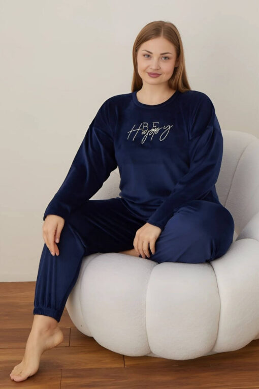 Πιτζάμα Γυναικεία Homewear Βελουτέ 3120 - ΜΠΛΕ, XL - Image 4