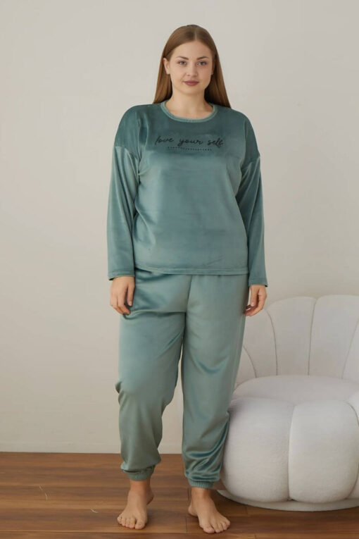 Πιτζάμα Γυναικεία Homewear Βελουτέ 3122 - ΜΕΝΤΑ, XXL - Image 5