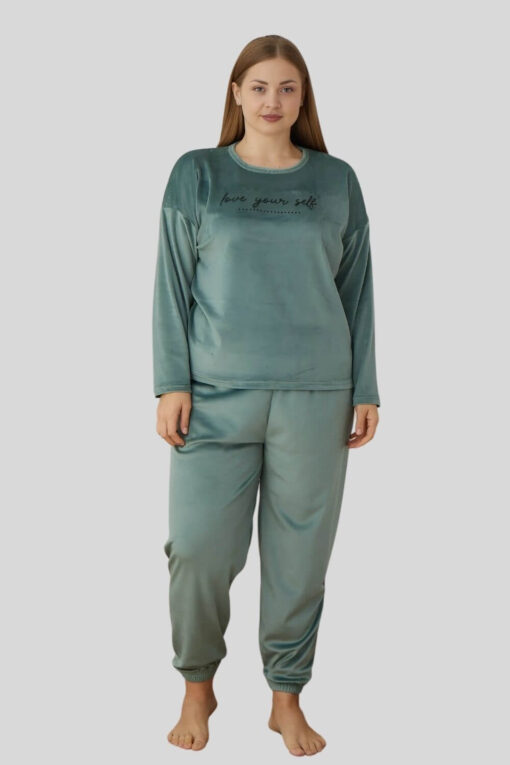 Πιτζάμα Γυναικεία Homewear Βελουτέ 3122 - ΜΕΝΤΑ, XXL