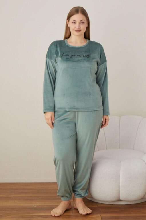 Πιτζάμα Γυναικεία Homewear Βελουτέ 3122 - ΜΕΝΤΑ, XXL - Image 4