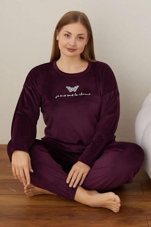 Πιτζάμα Γυναικεία Homewear Βελουτέ 3123 - ΜΩΒ, XL - Image 4
