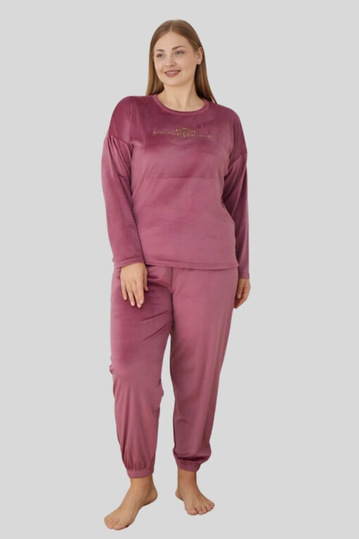 Πιτζάμα Γυναικεία Homewear Βελουτέ 3124 - ΤΡΙΑΝΤΑΦΥΛΛΙ, XXL