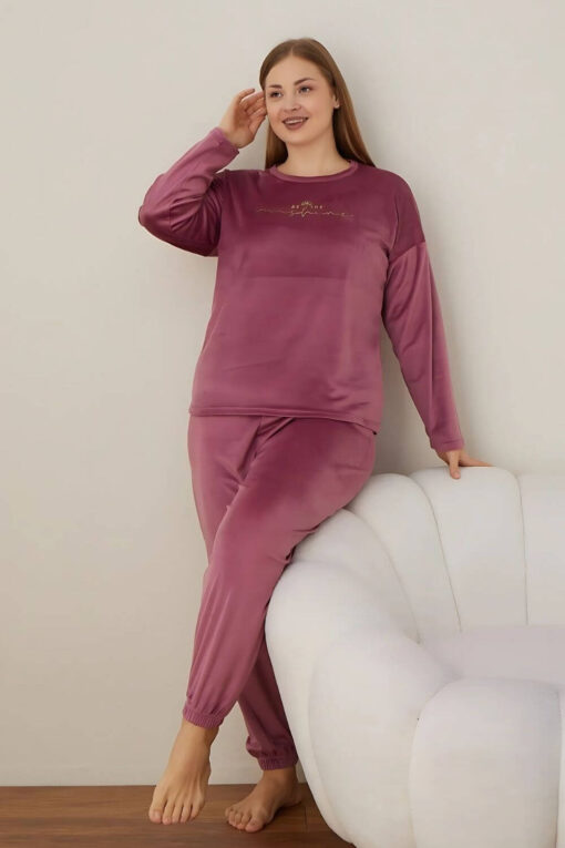 Πιτζάμα Γυναικεία Homewear Βελουτέ 3124 - ΤΡΙΑΝΤΑΦΥΛΛΙ, XXL - Image 2