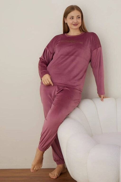 Πιτζάμα Γυναικεία Homewear Βελουτέ 3124 - ΤΡΙΑΝΤΑΦΥΛΛΙ, XXL - Image 3
