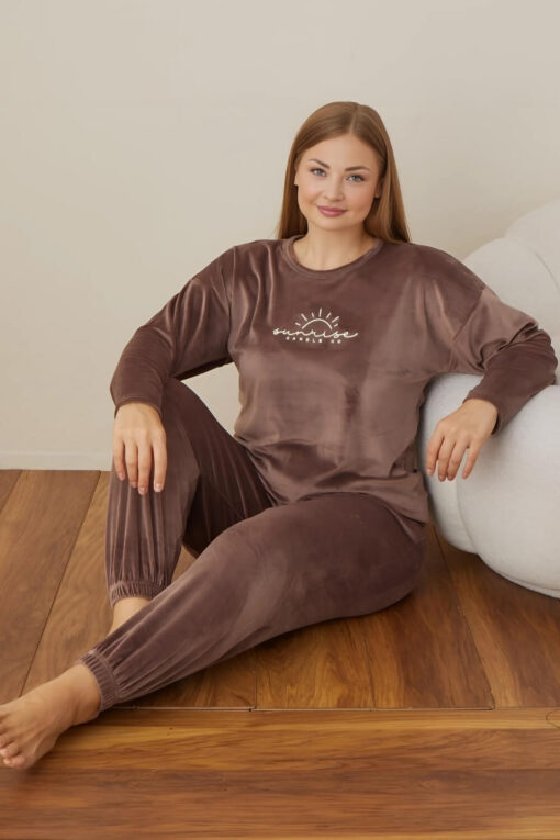 Πιτζάμα Γυναικεία Homewear Βελουτέ 5100 - ΜΟΚΑ, XL - Image 4