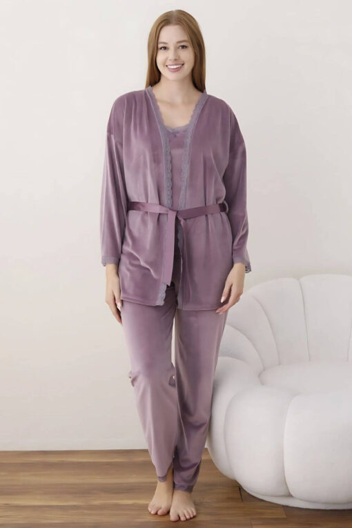 Πιτζάμα Γυναικεία Homewear Βελουτέ Σετ 3Pack 03054 - ΛΙΛΑ, XL - Image 6