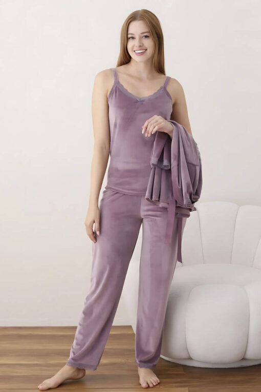 Πιτζάμα Γυναικεία Homewear Βελουτέ Σετ 3Pack 03054 - ΛΙΛΑ, XL - Image 3