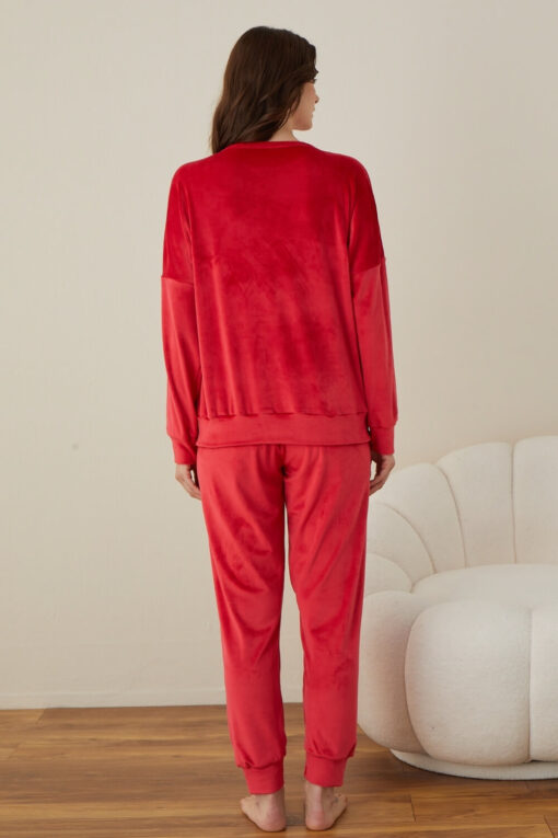 Πιτζάμα Γυναικεία Homewear Βελουτέ W03002 - ΚΟΚΚΙΝΟ, L - Image 6