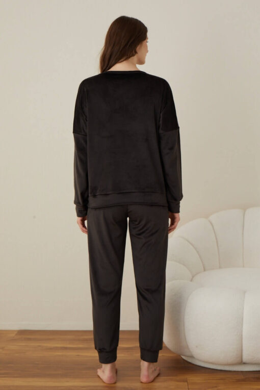 Πιτζάμα Γυναικεία Homewear Βελουτέ W03004 - ΜΑΥΡΟ, XL - Image 4
