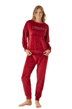 Πιτζάμα Γυναικεία Homewear Βελουτέ W03015 - ΚΟΚΚΙΝΟ, XXL