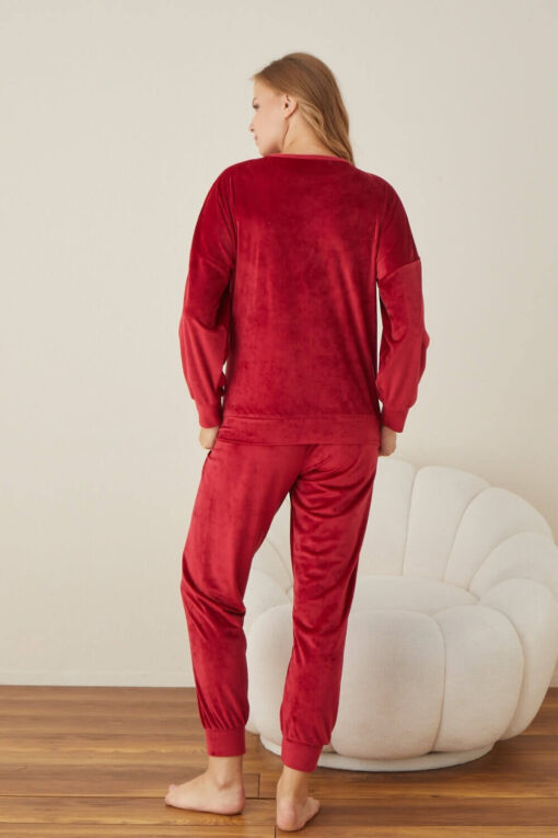 Πιτζάμα Γυναικεία Homewear Βελουτέ W03015 - ΚΟΚΚΙΝΟ, L - Image 4