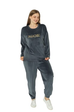 Πιτζάμα Γυναικεία Homewear Βελουτέ W15965 - ΑΝΘΡΑΚΙ, XL