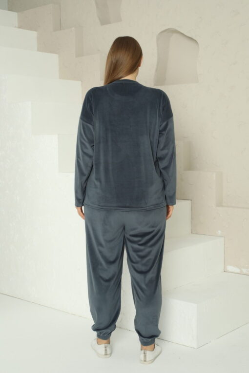 Πιτζάμα Γυναικεία Homewear Βελουτέ W15965 - ΑΝΘΡΑΚΙ, XL - Image 3