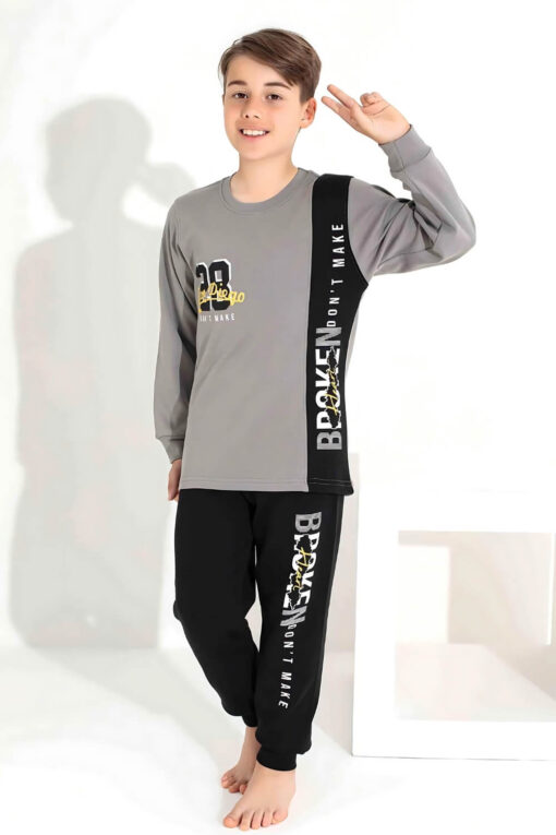 Πιτζάμα Παιδική Για Αγόρι Homewear Broken D3717 - ΓΚΡΙ, 11 Ετών - Image 3