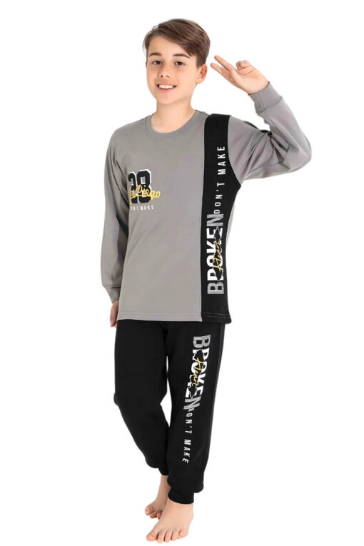 Πιτζάμα Παιδική Για Αγόρι Homewear Broken D3717 - ΓΚΡΙ, 11 Ετών