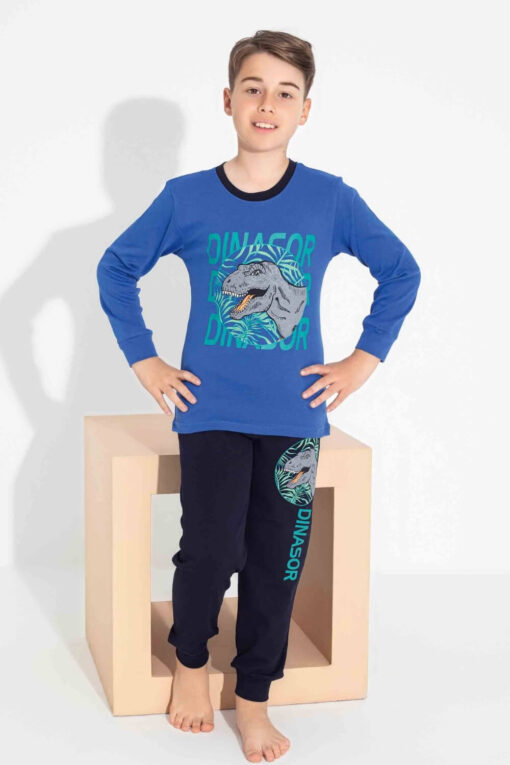 Πιτζάμα Παιδική Για Αγόρι Homewear Dinosaur C7302 - ΜΠΛΕ, 4 Ετών - Image 3
