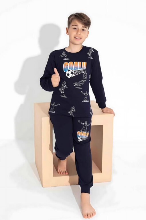 Πιτζάμα Παιδική Για Αγόρι Homewear Goal G7307 - ΜΠΛΕ ΣΚΟΥΡΟ, 5 Ετών - Image 2