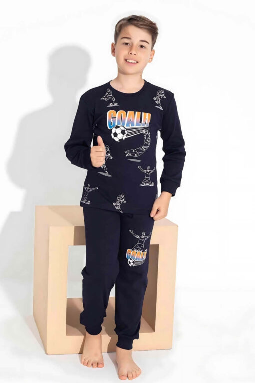 Πιτζάμα Παιδική Για Αγόρι Homewear Goal G7307 - ΜΠΛΕ ΣΚΟΥΡΟ, 5 Ετών - Image 3
