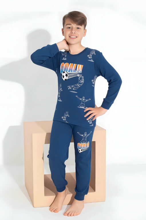 Πιτζάμα Παιδική Για Αγόρι Homewear Goal L7307 - ΜΠΛΕ, 3 Ετών - Image 3