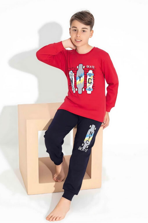 Πιτζάμα Παιδική Για Αγόρι Homewear Skate D7300 - ΚΟΚΚΙΝΟ, 4 Ετών - Image 2