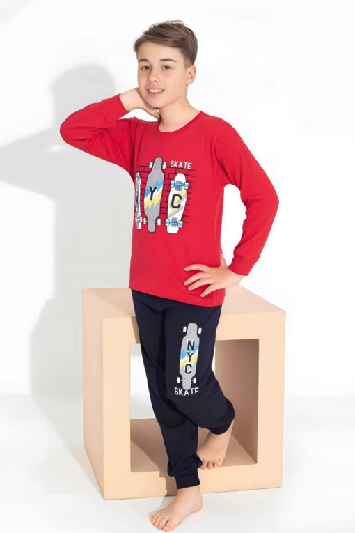 Πιτζάμα Παιδική Για Αγόρι Homewear Skate D7300 - ΚΟΚΚΙΝΟ, 4 Ετών - Image 3
