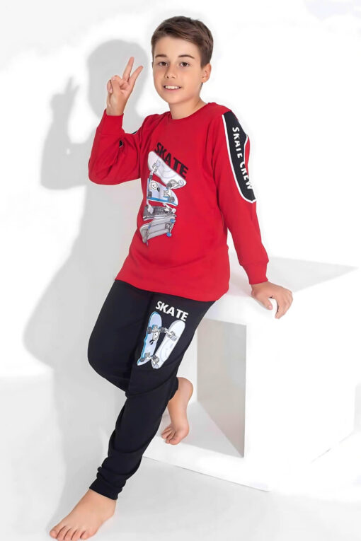 Πιτζάμα Παιδική Για Αγόρι Homewear Skate W3745 - ΚΟΚΚΙΝΟ, 5 Ετών - Image 2