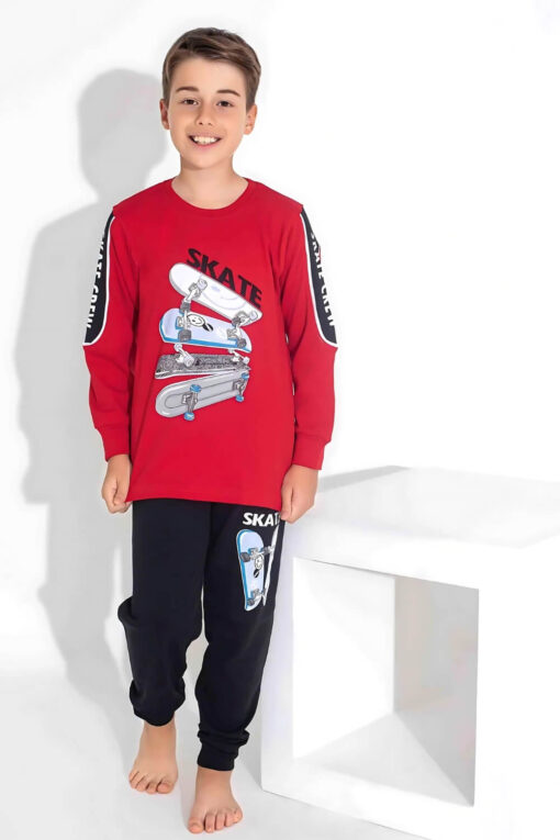Πιτζάμα Παιδική Για Αγόρι Homewear Skate W3745 - ΚΟΚΚΙΝΟ, 5 Ετών - Image 3